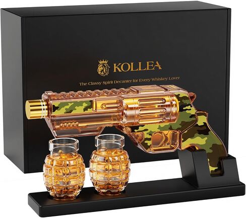 تم تعيين Kolea Whisky Decanter مع نظارات إطلاق النار على شكل قنبلة ، وهدايا عيد ميلاد الذكرى السنوية للرجال الذين لديهم كل شيء ، وهدايا الويسكي العطل للرجال ، الأب ، الزوج ، صديقها وعشاق العسكريين in Kuwait