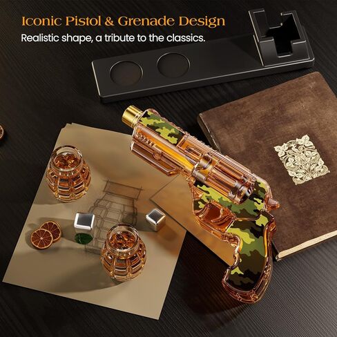 تم تعيين Kolea Whisky Decanter مع نظارات إطلاق النار على شكل قنبلة ، وهدايا عيد ميلاد الذكرى السنوية للرجال الذين لديهم كل شيء ، وهدايا الويسكي العطل للرجال ، الأب ، الزوج ، صديقها وعشاق العسكريين in Kuwait