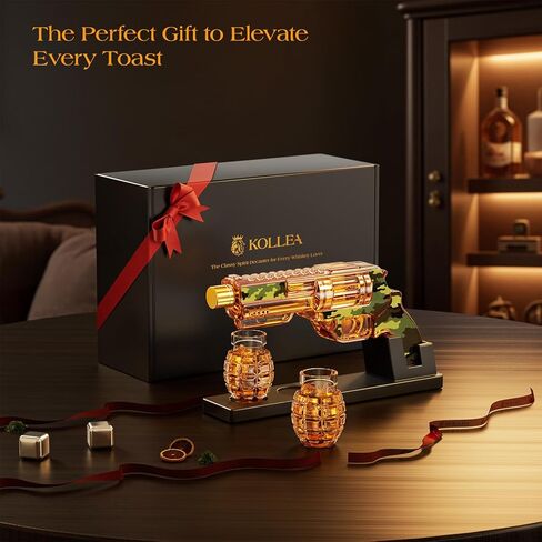 تم تعيين Kolea Whisky Decanter مع نظارات إطلاق النار على شكل قنبلة ، وهدايا عيد ميلاد الذكرى السنوية للرجال الذين لديهم كل شيء ، وهدايا الويسكي العطل للرجال ، الأب ، الزوج ، صديقها وعشاق العسكريين in Kuwait