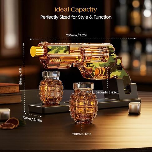 تم تعيين Kolea Whisky Decanter مع نظارات إطلاق النار على شكل قنبلة ، وهدايا عيد ميلاد الذكرى السنوية للرجال الذين لديهم كل شيء ، وهدايا الويسكي العطل للرجال ، الأب ، الزوج ، صديقها وعشاق العسكريين in Kuwait