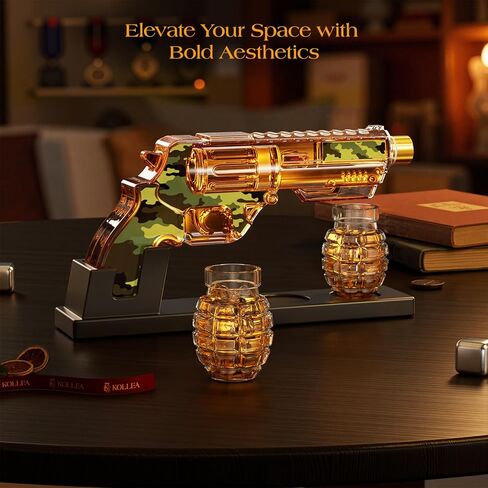 تم تعيين Kolea Whisky Decanter مع نظارات إطلاق النار على شكل قنبلة ، وهدايا عيد ميلاد الذكرى السنوية للرجال الذين لديهم كل شيء ، وهدايا الويسكي العطل للرجال ، الأب ، الزوج ، صديقها وعشاق العسكريين in Kuwait