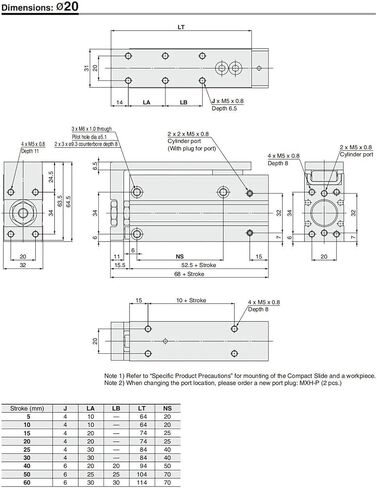 1PCS MXH اسطوانة السكك الحديدية MXH6 MXH10 MXH16 MXH20 الدقة الهوائية الهوائية الجانبية الجانبية دليل قضيب قضيب (10Z ، MXH20) in Kuwait