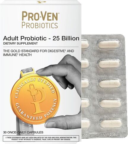Pro-Ven Probiotics Adults Probiotics Once Daily Men Womens Probiotics Digestive Support 25 Billion CFU Probiotic Supplement Gut Health Prebiotic Shelf Stable Guaranteed Potency - 30 Capsules in Saudi Arabia