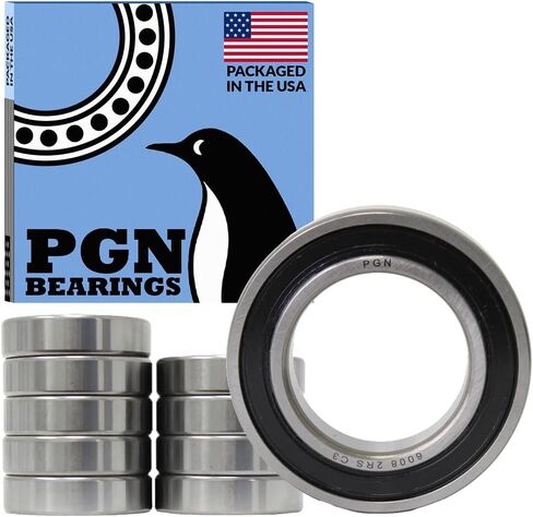 PGN (10 Pack) 6008-2RS Bearing - Lubricated Chrome Steel Sealed Ball Bearing - 40x68x15mm Bearings with Rubber Seal & High RPM Support in Saudi Arabia