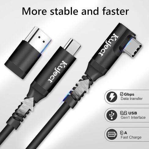 كبل Kuject Link Cable 16ft متوافق مع Quest 3S/3 ، Quest 2/Pro ، PICO 4 ، VR CELLESS CABLE لألعاب RIFT S/Steam VR ، USB 3.0 TYPE C TO C HISE SPEED TRANDATION CORC in Kuwait