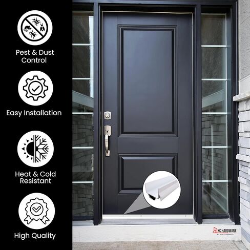 KC Hardware Aluminium U على شكل باب أسفل المسح مع غطاء التنقيط الباب | قاع باب تجريد الطقس أسفل الباب الأمامي | تحت باب الختم للأبواب الخارجية | 1 3/4 "عرض (أبيض ، 32 بوصة) in Kuwait