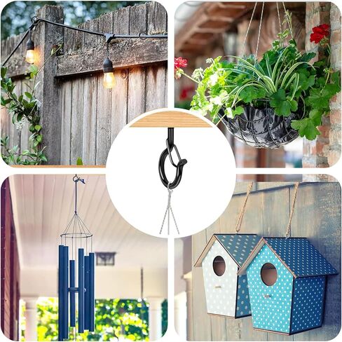 25 حزمة أسود Q-hanger السنانير مع مشبك السلامة ، 25pcs السنانير المسمار كوب مقاوم للرياح و 25pcs تثبيت البلاستي in Kuwait