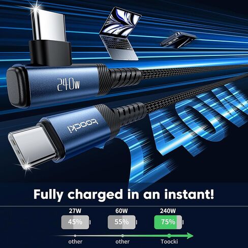 USB C Cable [2Pack, 10ft] 240W Fast Charging Type C Cord, Nylon Braided USB 2.0 Cable for iPhone 16 15 Pro Max, iPad Pro, Samsung Galaxy S24 S23, Switch, MacBook Pro, Pixel in Kuwait