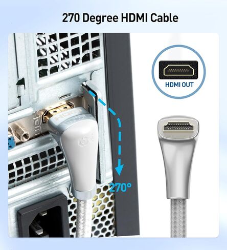كبلات الكبل 48 جيجابت في الثانية من كابل HDMI الأيمن 48 جيجابت في الثانية مع كابل HDMI 90 درجة) مع دعم 8K@60Hz و 4K@240Hz و HDR باللون الأسود in Saudi Arabia