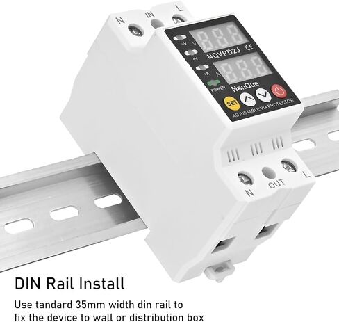 100-240V Universal Adjustable Over Under Voltage and Current Protector Automatic Recovery 80-300Volt 1-63Amp 40-70Hz Self Reset Electrical V A Display AC DC Power Meter Single Phase (63A) in Saudi Arabia