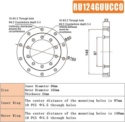 1PCs Crossed Roller Bearing RU28 RU42 RU66 RU85 RU124 RU148(RU66) in Saudi Arabia
