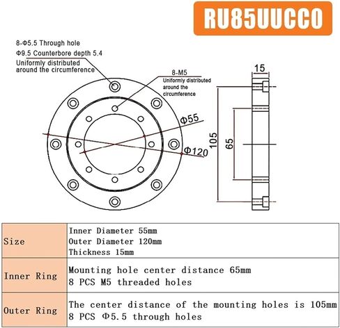 1PCs Crossed Roller Bearing RU28 RU42 RU66 RU85 RU124 RU148(RU66) in Saudi Arabia