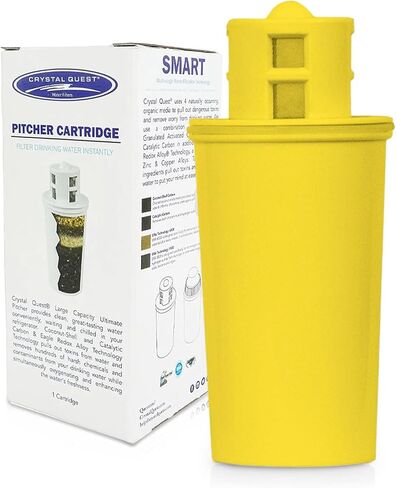 Crystal Quest Smart/Fluoride Removal Filter Filter Pitcher Cartridge - الترشيح المتقدم للمياه الصحية والصحية ، يزيل الملوثات ، والتركيب الطويل ، السهل - 1000 جالون in Kuwait
