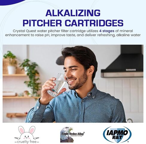 Crystal Quest Smart/Fluoride Removal Filter Filter Pitcher Cartridge - الترشيح المتقدم للمياه الصحية والصحية ، يزيل الملوثات ، والتركيب الطويل ، السهل - 1000 جالون in Kuwait