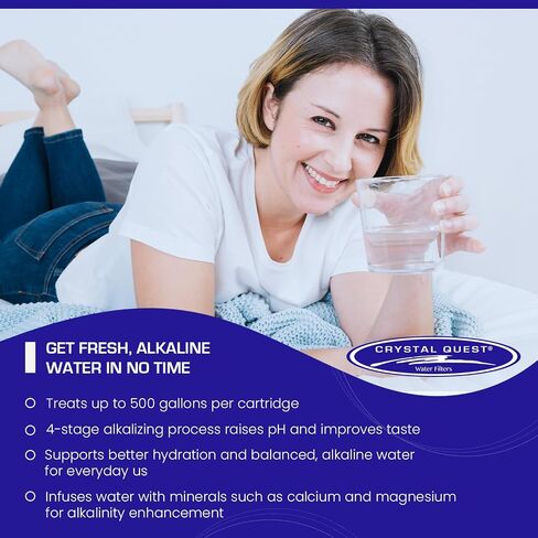 Crystal Quest Smart/Fluoride Removal Filter Filter Pitcher Cartridge - الترشيح المتقدم للمياه الصحية والصحية ، يزيل الملوثات ، والتركيب الطويل ، السهل - 1000 جالون in Kuwait