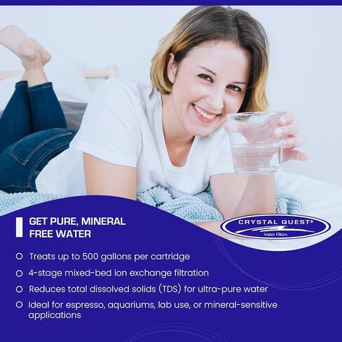 Crystal Quest Smart/Fluoride Removal Filter Filter Pitcher Cartridge - الترشيح المتقدم للمياه الصحية والصحية ، يزيل الملوثات ، والتركيب الطويل ، السهل - 1000 جالون in Kuwait