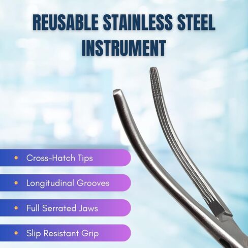 ملقط مرقئ في روتشستر مع الفكين المتقاطعين وأخاديد طولية مصنوعة من مراقبي الشريان ذاتي الفولاذ المقاوم للصدأ - 6.25 "(الفضة - CRV) in Kuwait