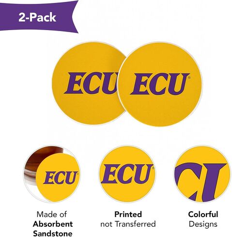 Desert Cactus East Carolina University Car Accessories ECU Pirates Absorbent Sandstone Cup Coasters Licensed Product Set of 2 (Design A) in Saudi Arabia