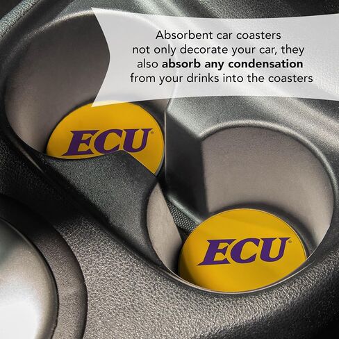 Desert Cactus East Carolina University Car Accessories ECU Pirates Absorbent Sandstone Cup Coasters Licensed Product Set of 2 (Design A) in Saudi Arabia