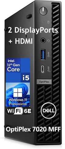 Dell Optiplex 5070 Micro MFF Desktop PC Intel i3-9100T, 8GB DDR4 New 256GB M.2 NVMe SSD, WiFi BT HDMI New KB & Mouse Windows 11 Pro (Renewed) in Kuwait