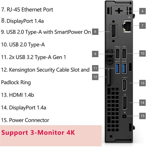 Dell Optiplex 5070 Micro MFF Desktop PC Intel i3-9100T, 8GB DDR4 New 256GB M.2 NVMe SSD, WiFi BT HDMI New KB & Mouse Windows 11 Pro (Renewed) in Kuwait