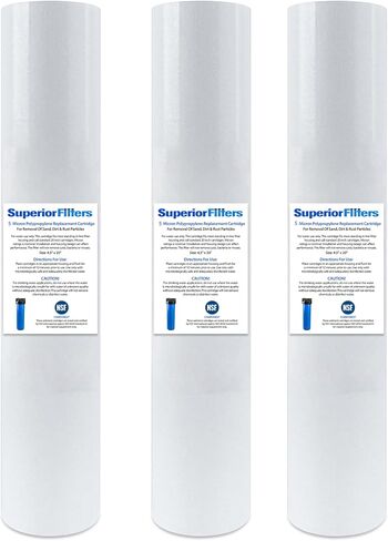 5 Micron 20 "x4.5" Chost House House Water Filter Carrtridge متوافق مع جميع أنظمة مرشح مياه المنزل بالكامل. 6 حزمة in Kuwait