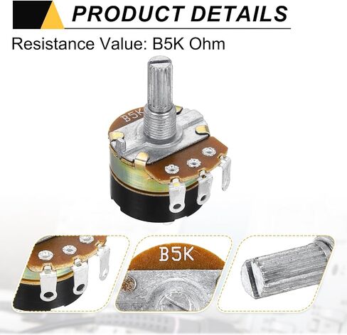 MECCANIXITY 6 Pack WH138 Potentiometer 50K Ohm Single-Joint Variable Resistors 3 Terminals Linear Taper Rotary with Knob Cap for Audio Volume Control in Saudi Arabia