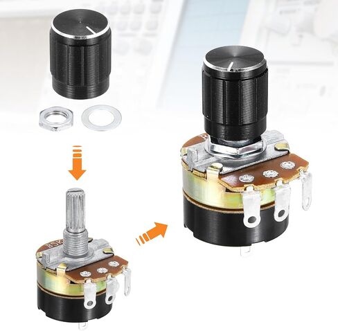 MECCANIXITY 6 Pack WH138 Potentiometer 50K Ohm Single-Joint Variable Resistors 3 Terminals Linear Taper Rotary with Knob Cap for Audio Volume Control in Saudi Arabia