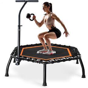 Zupapa Rebounder Trampoline للبالغين مع شريط قابل للتعديل داخلي صغير صغير للياقة التمرين التمرينات التمرينات الترامبولين للأطفال مع مقبض الحبال الصامتة 40 "45" 300 رطل القدرة in Kuwait