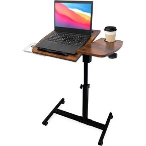 Medical Adjustable Overbed Bedside Table with Wheels, Mobile Standing Desk Laptop Computer Cart with Phone Holder and Drawer for Hospital and Home Use in Saudi Arabia