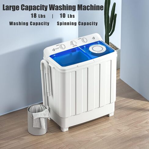 Auertech Portable Washing Machine, 28lbs Mini Twin Tub Washer Compact Laundry Machine with drain dump, Time Control, Semi-automatic 18lbs Washer 10lbs Spinner for Dorms, Apartments, RVs (28 lbs) in Kuwait