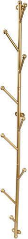 MyGift 9 Hook Wall Mounted Modern Gold Tone Metal Hat and Coat Hanger Tree, Decorative Entryway Vertical Hanging Garment Rack with Branch Style Hooks for Umbrellas Scarves Purses in Kuwait