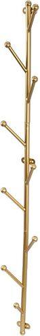 MyGift 9 Hook Wall Mounted Modern Gold Tone Metal Hat and Coat Hanger Tree, Decorative Entryway Vertical Hanging Garment Rack with Branch Style Hooks for Umbrellas Scarves Purses in Kuwait