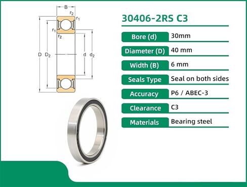 1PCS 30406-2RS 30x40x6 MR30406-2RS Bicycle Bearing 30x40x6 Bearing MH3040H6-2RS Thin Wall Bearing Shielding Ball Bearing in Kuwait