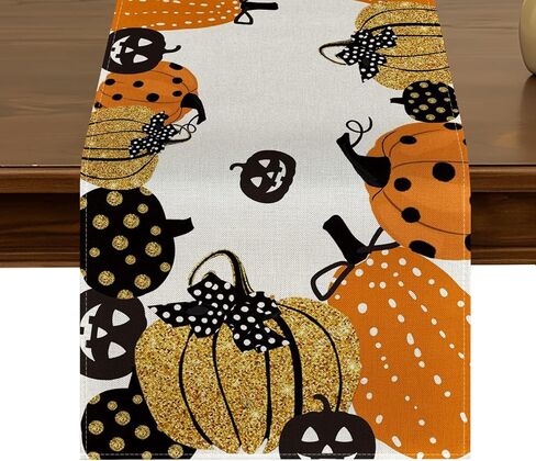 Pumpkins Spider Web Halloween Black Table Runner 13x72 Inch Seasonal Harvest Autumn Thanksgiving Fall Kitchen Dining Table Decor for Indoor Outdoor Home Party Decoration ZQ52 in Saudi Arabia