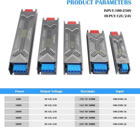 DC 12V 24V MUTE LIGHTING Transformers AC100V-250V Fructant Wiring Toolse Supply 60W 100W 200W 300W 400W LED LIDE DRIVER (12V 300W) in Saudi Arabia