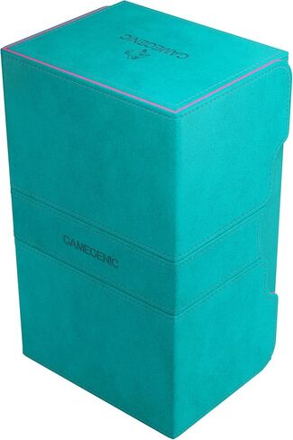 Gamegenic Stronghold 200+ XL Convertible Deck Box - Double-Sleeved Card Storage, Holds up to 200 Cards, Card Game Protector with Accessories Drawer, Nexofyber Surface, Teal/Pink Color, Made in Kuwait