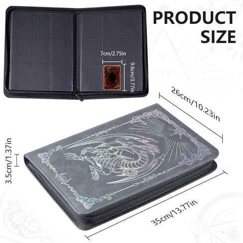 Trading card binder,Ringless Zip laser foiling Binder,540 Double Sided Pocket Collectible Trading Card Albums for YGO,MTG, DTCG,Sport Card, Game Cards (YGO Grayish blue) in Kuwait