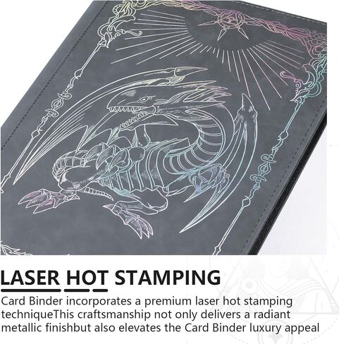 Trading card binder,Ringless Zip laser foiling Binder,540 Double Sided Pocket Collectible Trading Card Albums for YGO,MTG, DTCG,Sport Card, Game Cards (YGO Grayish blue) in Kuwait