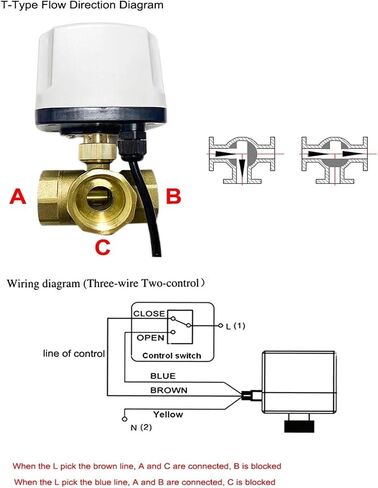 1 "3 Way IP65 صمام الكرة الآلي المضاد للماء 220V 12V 24V 3-Wire 2 التحكم في T/L صمام الكرة الكهربائية (T Type-12V) in Saudi Arabia