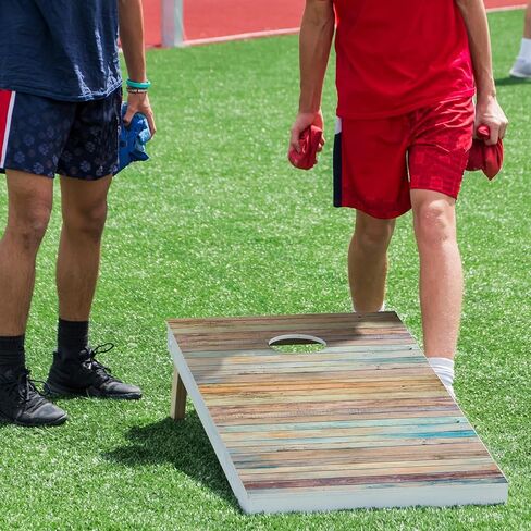 2 PCS Wood Grain Cornhole Wraps للوحات 24.5 "× 48.5" شارات الفينيل واللفائف Fall Fall Carnival Game Beac Bag Strais Days for Corn Hole Indoor Outdoor Uped in Kuwait