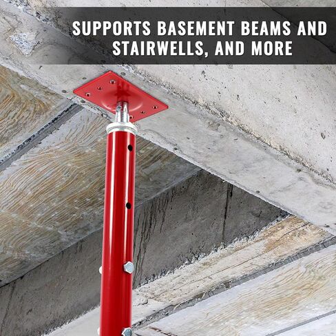 2 PCS Post Jack Post ، 37 "-61" REAVE ، مقابس المسمار في الطابق السفلي لرفع شعاع JOIST لسقف القبو ، سعة تحميل نقطة الوسط 11023 رطل ، أحمر ، أحمر in Kuwait