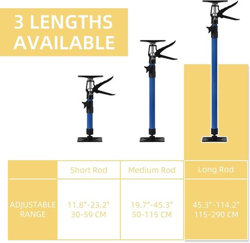 عمود دعم مقبس خزانة 4 عبوات ، نظام دعم اليد الثالث القابل للتعديل مع سعة 154 رطلاً لتثبيت الخزانات ، قضيب دعم سريع للتلسكوبي من 11.8 إلى 23.2 بوصة in Kuwait