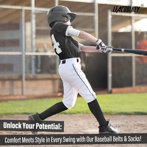 LEACOOLKEY Baseball Belt and Socks Combo Set Breathable Softball Socks and Elastic Belt for Youth Adult in Saudi Arabia