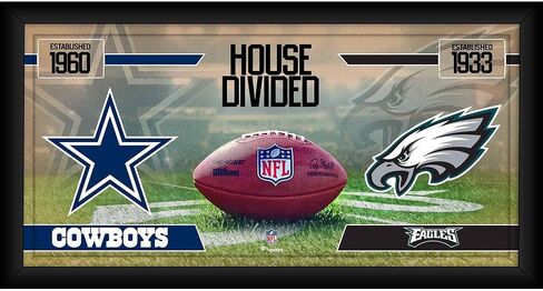 دالاس كاوبويز ضد فيلادلفيا إيجلز مؤطرة 10 "× 20" منزل مقسمة كرة القدم - لويحات فريق NFL والتجميعات in Saudi Arabia