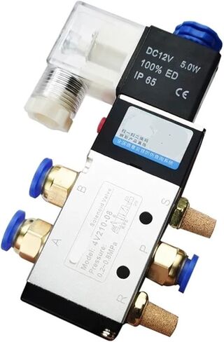 1pcs 4V210-08 Pneumatic Cylinder Valve Solenoid Valves 5 Way 2 Position Control Air Gas Magnetic 12V 24V 220V Coil Volt Hose(with 4mm Fittings,DC24V) in Kuwait