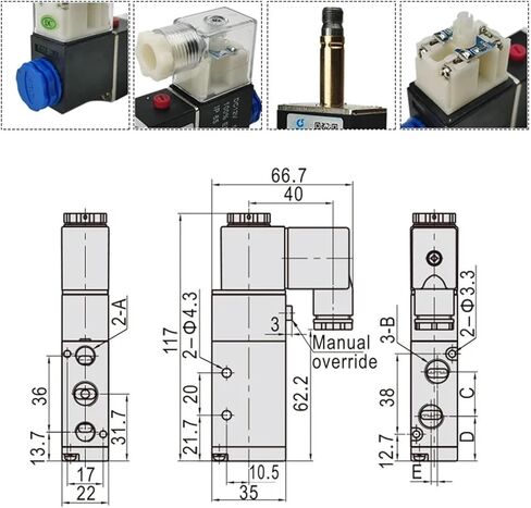 1pcs 4V210-08 Pneumatic Cylinder Valve Solenoid Valves 5 Way 2 Position Control Air Gas Magnetic 12V 24V 220V Coil Volt Hose(with 4mm Fittings,DC24V) in Kuwait
