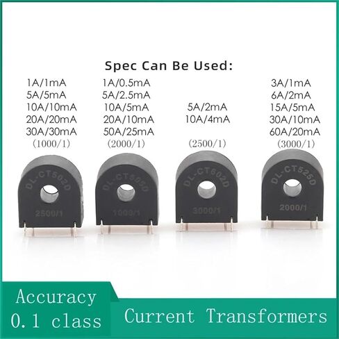 PCB Mount Mini Current Transformer 1A 0.5MA 1MA 5A 2.5MA 50A 25MA 0 ~ 60A DL-CT502D 505D 525D 602D 4 PINS CT COIL AC (DL-CT525D 2000-1) in Kuwait