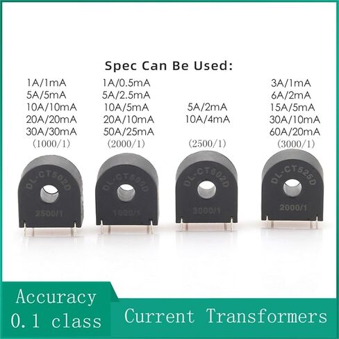 PCB Mount Mini Current Transformer 1A 0.5MA 1MA 5A 2.5MA 50A 25MA 0 ~ 60A DL-CT502D 505D 525D 602D 4 PINS CT COIL AC (DL-CT525D 2000-1) in Kuwait