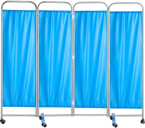 Foldable Medical Privacy Screen, 4 Panel Room Divider with Detachable Nylon Silk Fabric, for Clinic Ward Examination Hospital Nursing Home,Blue in Saudi Arabia